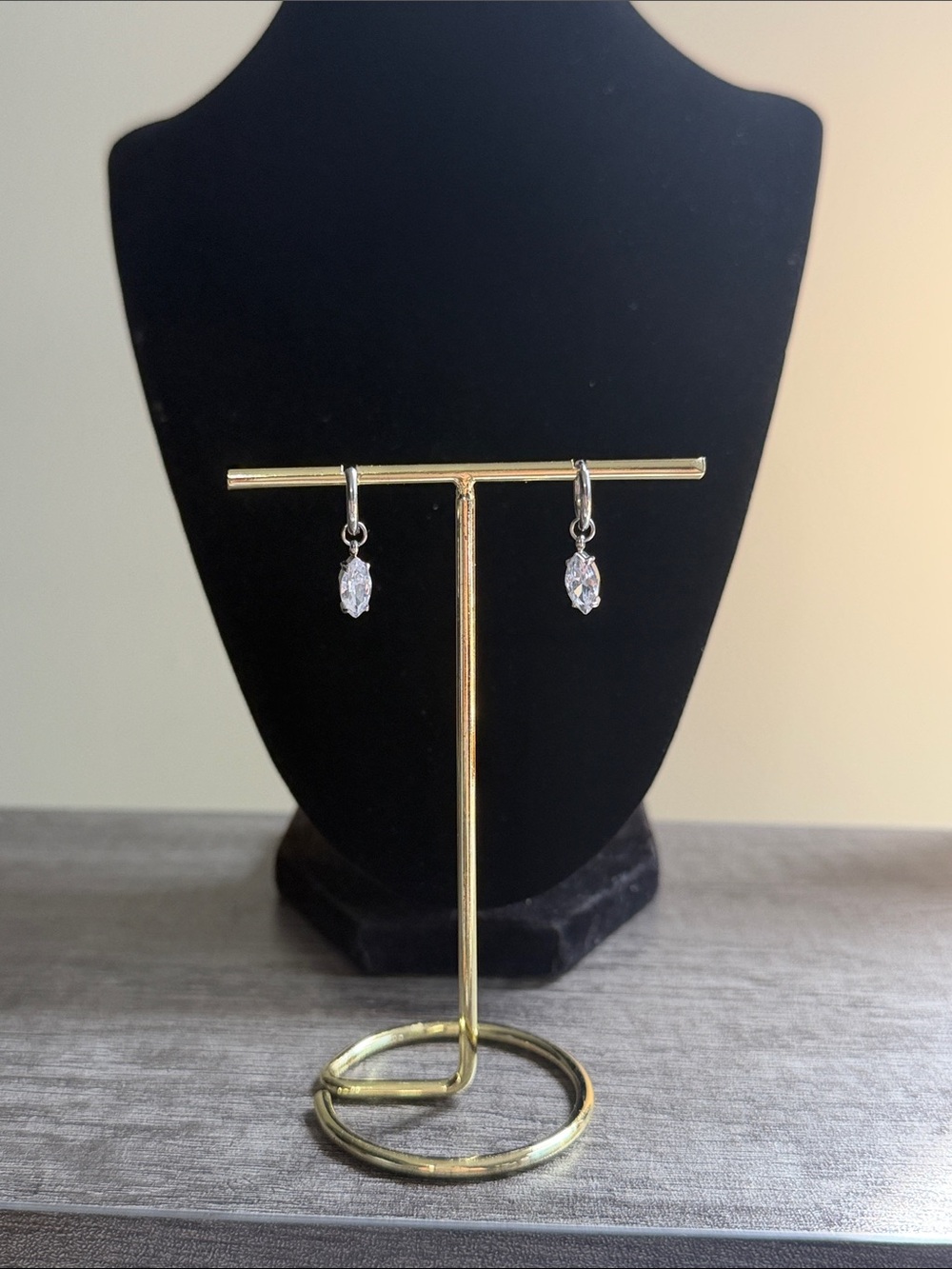 Stainless Steel Marquise Drop Earrings